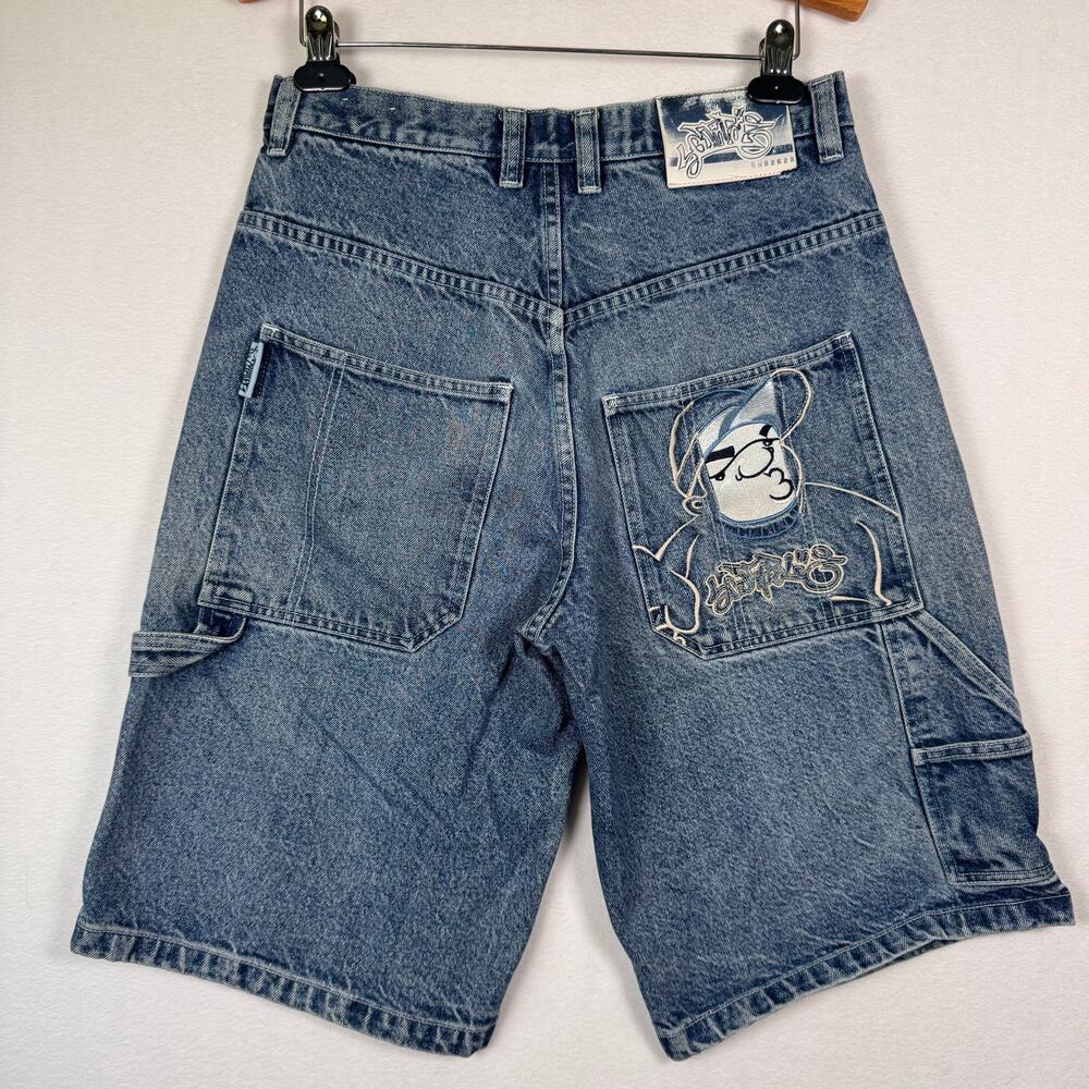 Vintage Y2K Southpole Mens Embroidered Jeans Shorts Size 32 Hip Hop Skater Baggy
